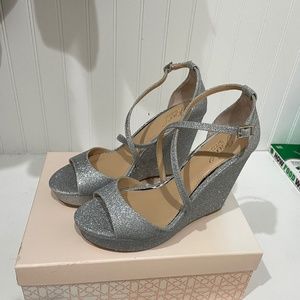 Glitter strappy dress wedges